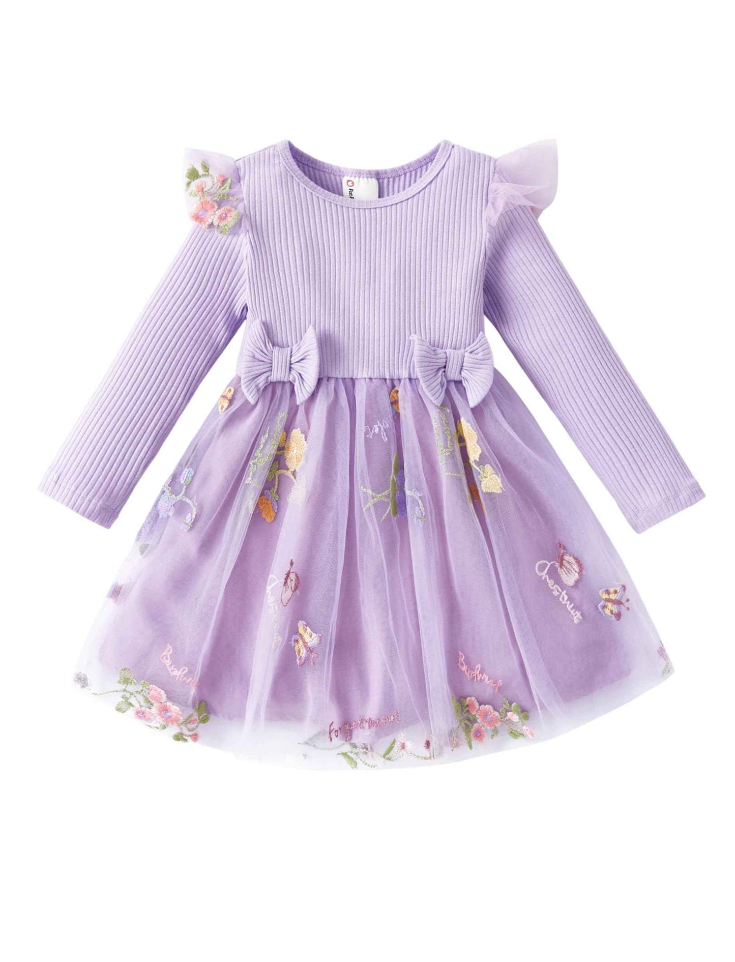 PATPAT Baby Girls' Tulle Dress with Long Sleeves, Tutu for Toddlers, Perfect as a Flower Girl or Christmas Party Birthday Long Sleeve Princess Dress, 3-24 Months