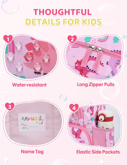 Kinderrucksack für Mädchen 5–8 Jahre, 12L Leichter & Wasserabweisender mit Brustgurt, Perfekt für Vorschule & Grundschule，Regenbogen