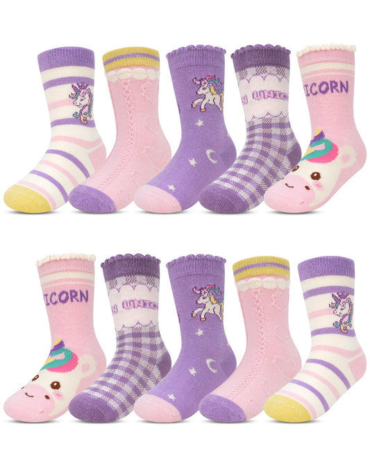 Kyopp 10 Paar Socken Kinder Mädchen und Jungen Funny Socken Lustig Animals Cotton Socken Crew Socks Winter/Sommer