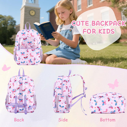 Kinderrucksack für Mädchen 5–8 Jahre, 12L Leichter & Wasserabweisender mit Brustgurt, Perfekt für Vorschule & Grundschule，Regenbogen