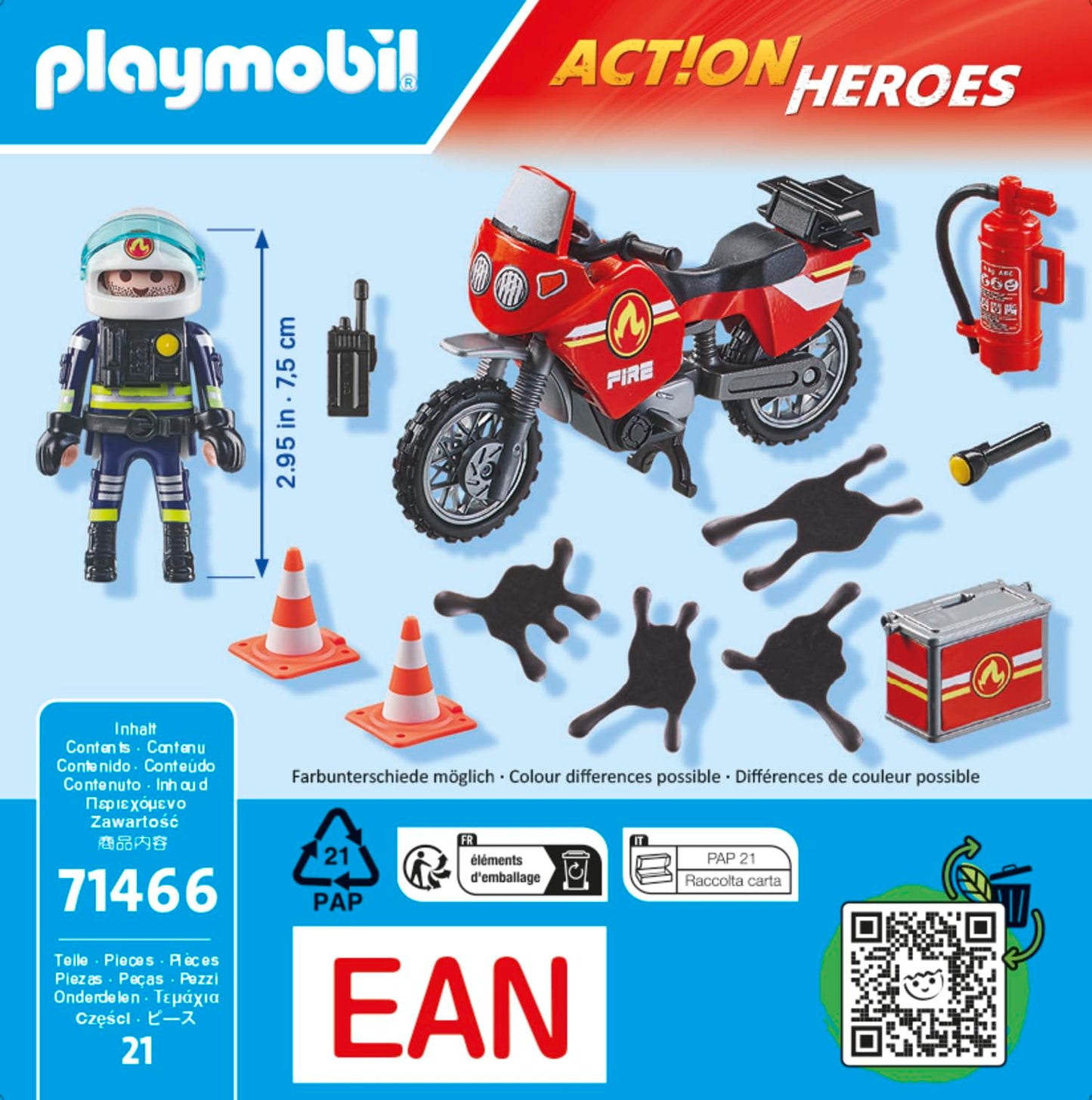 PLAYMOBIL Action Heroes 71464 Fire Boat with Aqua Scooter, Exciting Water Rescue, Includes Diving Goggles, Flippers and Life Jacket, Realistic Toy for Children from 4 Years