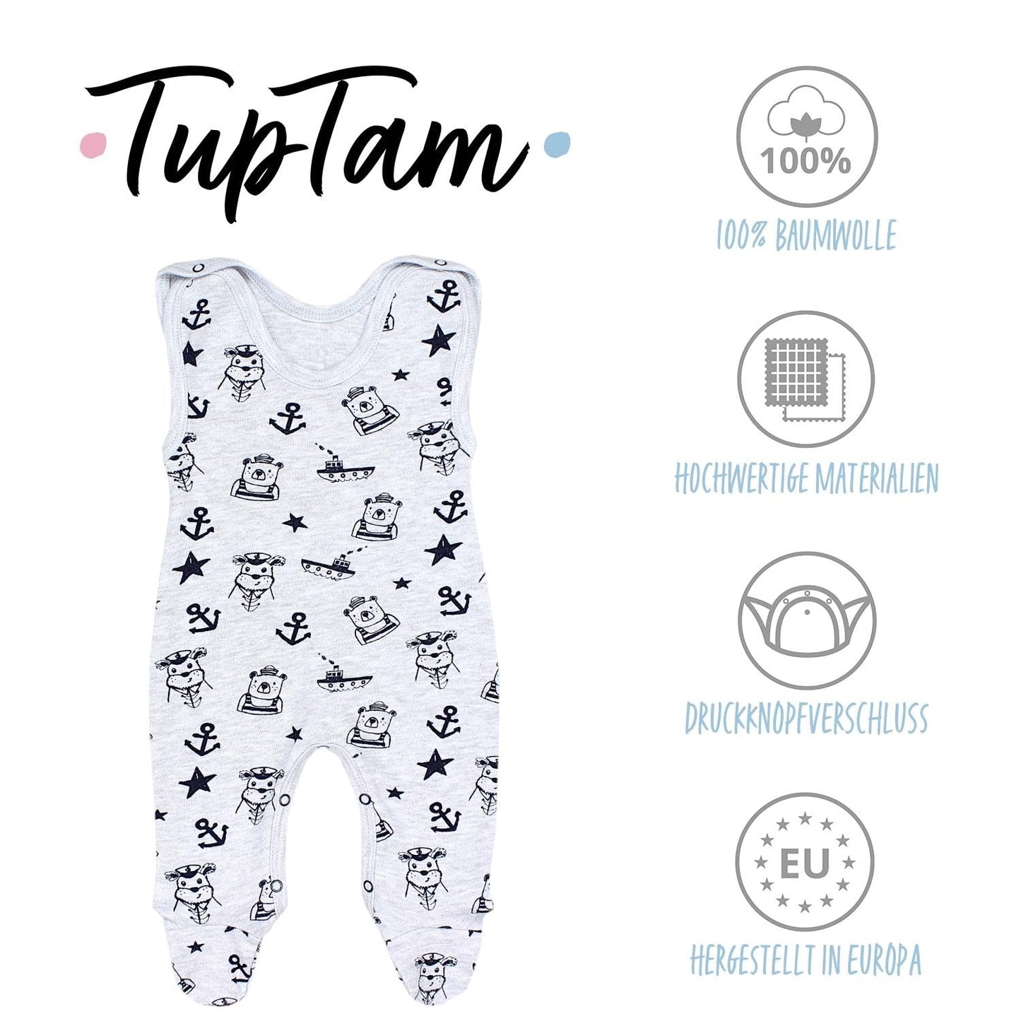 TupTam Baby Unisex Strampler mit Aufdruck Spruch 5er Pack