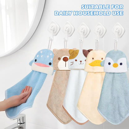 Vegena 5 Stück Kinder Handtücher Set, Waschlappen Kinder Korallenvlies Kinderhandtuch Kleine Waschlappen Baby Handtücher Süße Tiere Handtuch Kinder Personalisiert Hand Towel Kinderwaschlappen