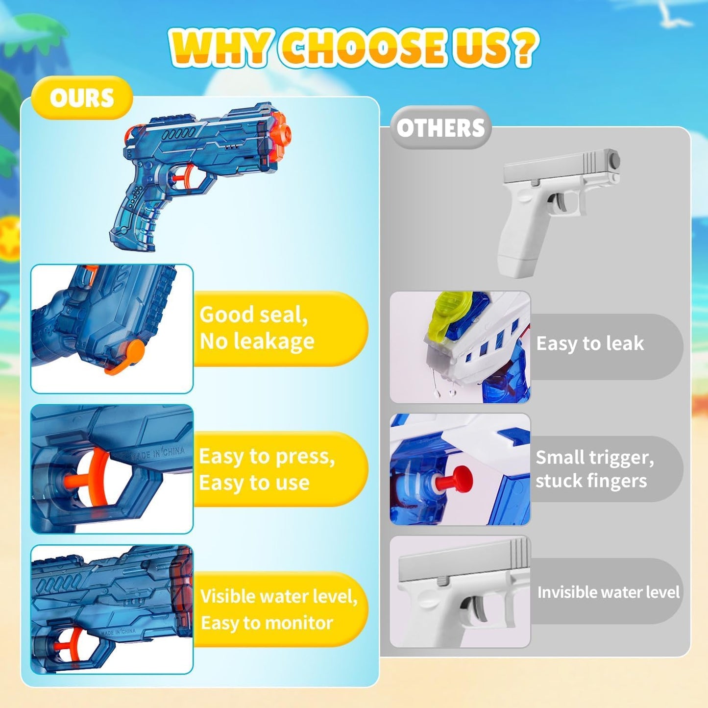 Wasserpistolen 2er-Set Wasserspritzpistole, Spritzpistole, Wasserpistole für Kinder, große Reichweite, Wasserpistole für Kinder, Erwachsene, Sommer, Außenpool und Strandspielzeug (Blau + Orange)