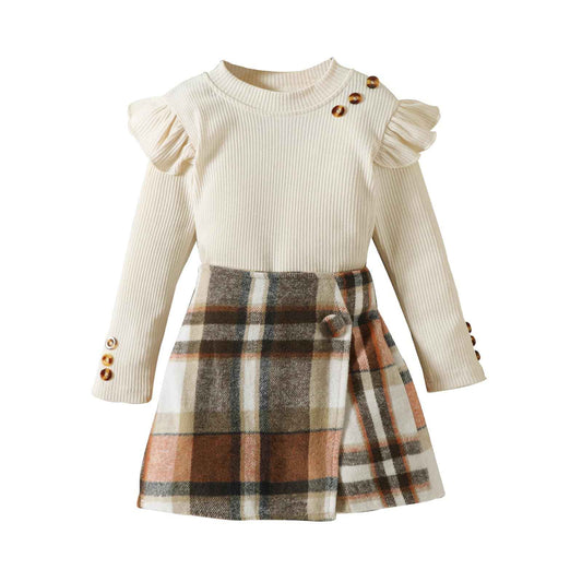 Miipat Toddler Girls Clothing Set Girls Outfits Set Long Sleeve Pullover Tops with Mini Skirt Sets Spring Autumn Baby Clothing Sets Girls Dresses