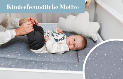 Wickelauflage Wickelunterlage aus Baumwolle 75x72 cm - Weich und waschbar Wickelunterlage für Babys Wickelmatte aus Stoff für Wickeltisch Wickelkommode oder Waschmaschine 75 x 72 Wilde Rose