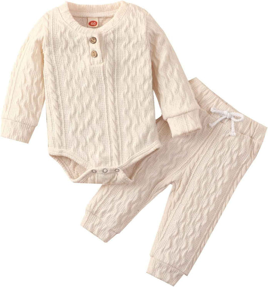 Neugeborenes Baby Mädchen Jungen Winter Langarm Solide Verdickte Warme Strampler Tops Hosen 2 STÜCKE Outfits Kleidung Set