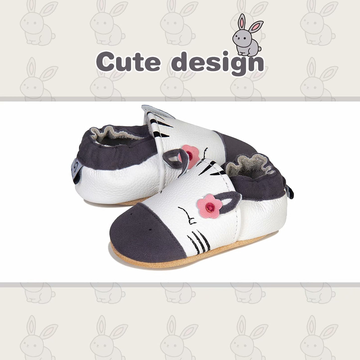 HMIYA Weiche Leder Krabbelschuhe Babyschuhe Lauflernschuhe mit Wildledersohlen für Jungen und Mädchen 0-6 Monate 6-12 Monate 12-18 Monate 18-24 Monate