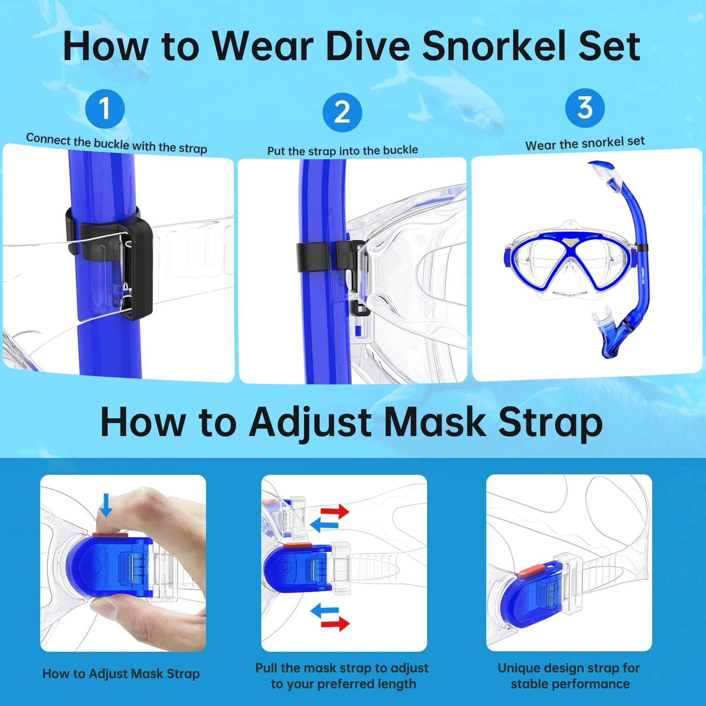 JEMULICE Taucherbrille Kinder, Schwimmbrille Kinder Schnorchelmaske für Jungen Mädchen, Tauchmaske mit Nasenabdeckung 180°Panorama HD Anti Nebel Anti-Leck Schwimmmaske für Kinder 4-16 Jahre