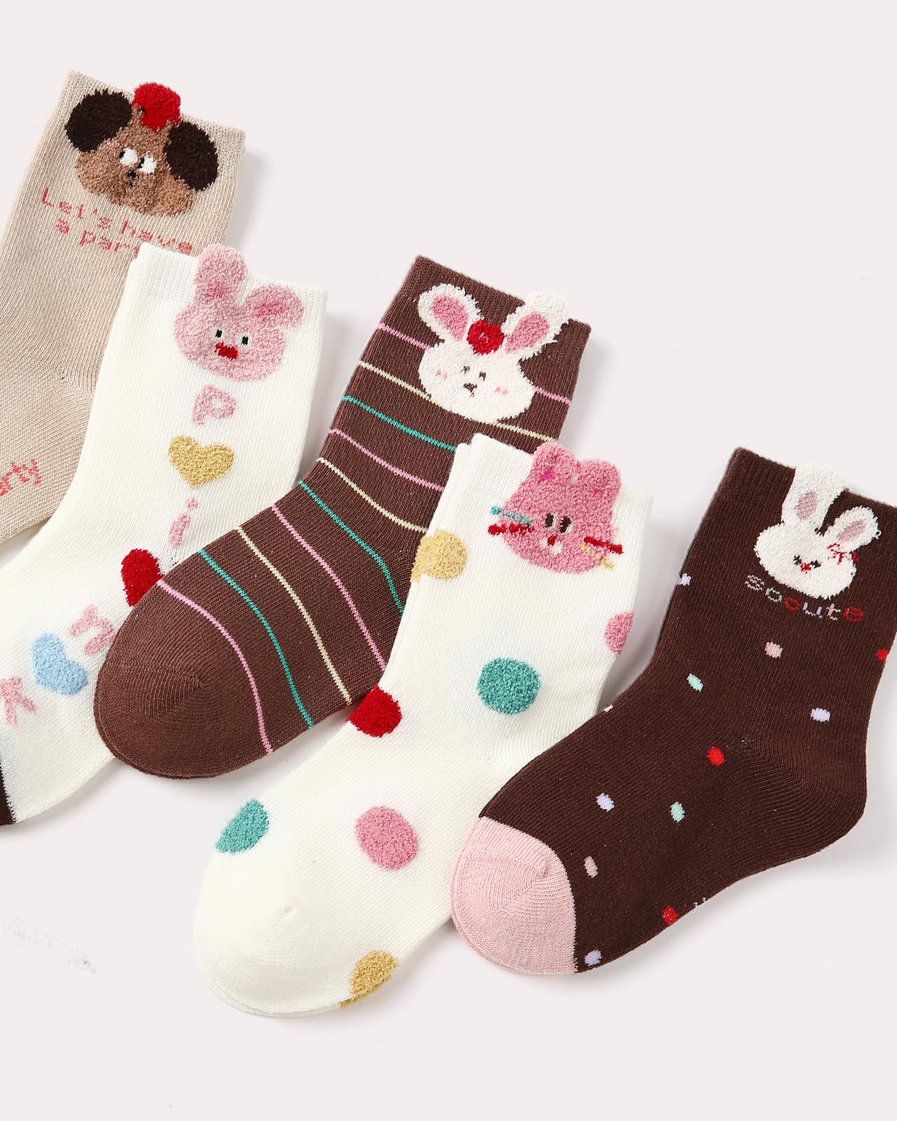 Kyopp 10 Paar Socken Kinder Mädchen und Jungen Klassisch Socken Lustig Cotton Socken Crew Socks Winter/Sommer