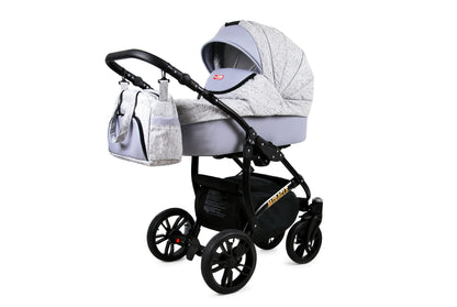 BabyLux Miracle 2-in-1 Baby Pushchair Deep and Pushchair with Accessories Adjustable and Foldable Aluminium Construction Waterproof Non-Removable Wheels Gold Leaf