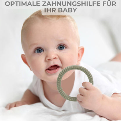 CAJA Beißring Baby Soft 3 Stück - Beißspielzeug Zahnungshilfe aus Silikon, BPA-frei, Zahnen & Greifring für Babys - Sicheres Baby Spielzeug (Set A)