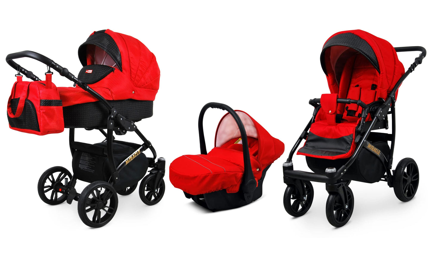 BabyLux Miracle 2-in-1 Baby Pushchair Deep and Pushchair with Accessories Adjustable and Foldable Aluminium Construction Waterproof Non-Removable Wheels Gold Leaf