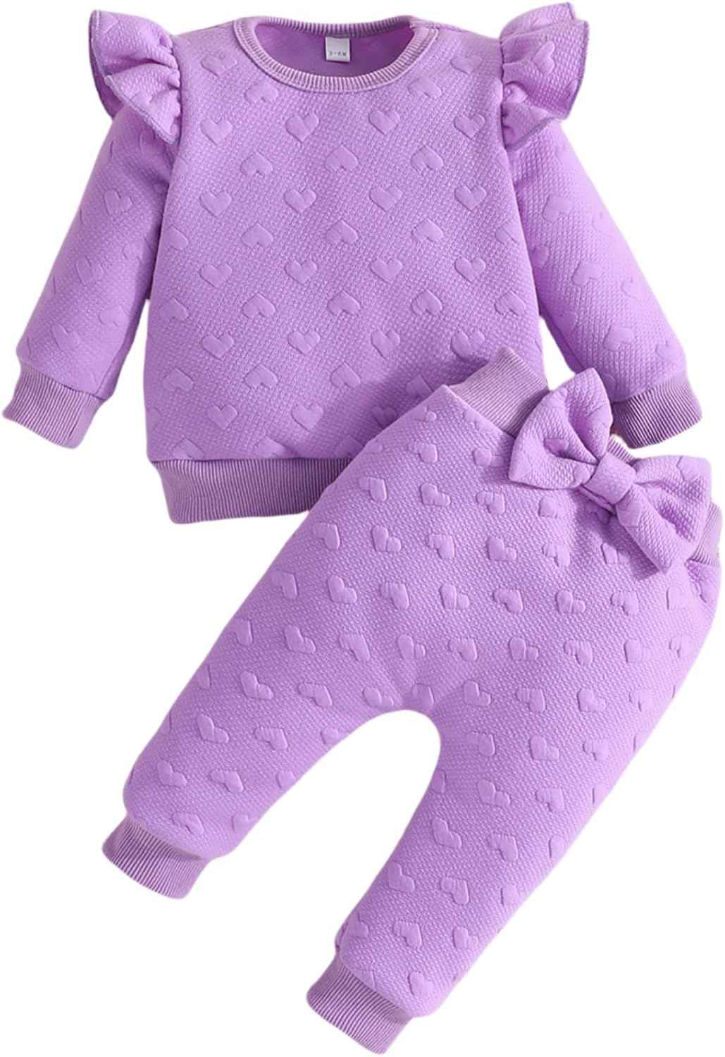 Toddler Baby Girl Outfits Long Sleeve Sweatshirt Top Trousers with Bow Tie Toddler Autumn Winter Clothing Set