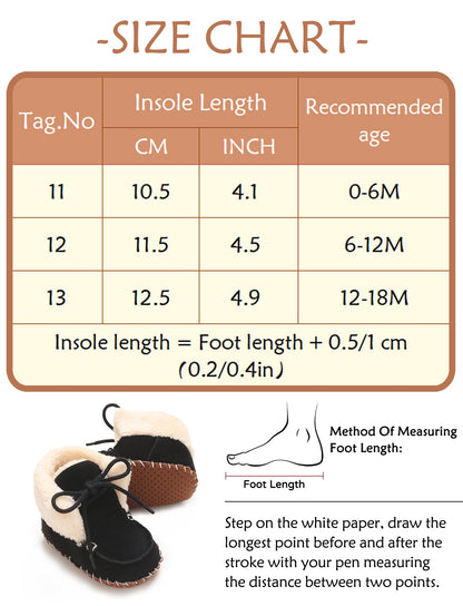 Adigau Baby Boys Girls Winter Boots Soft Sole Warm Boots Lace Flat Prewalker Snow Boots 0-18 Months