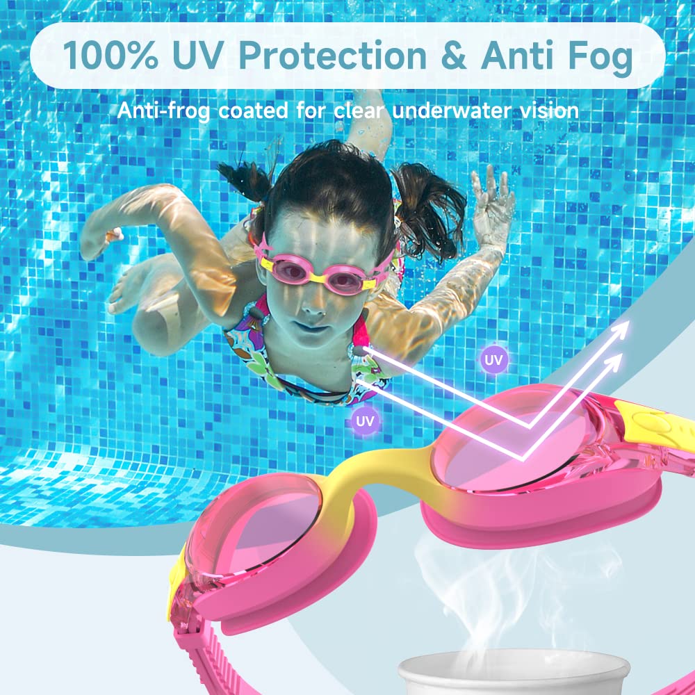 Findway Schwimmbrille Kinder,Schwimmbrille für Kinder Jungen Mädchen Junior, UV-Schutz Anti Nebel Kinder Schwimmbrille für Alter 3-12 Jahre