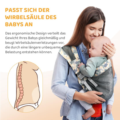 Baby carrier for newborns from birth, ergonomic, child carrier, adjustable baby carrier, suitable for babies from 3 to 36 months, easy to put on, ideal for hands-free parenting 