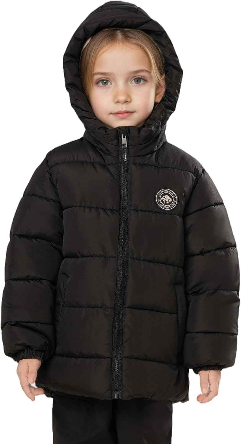 Sunny Sprout Winter Jacket with Hood for Toddlers, Heavy-Lined Puffer Jacket for Girls with Windproof Sleeves