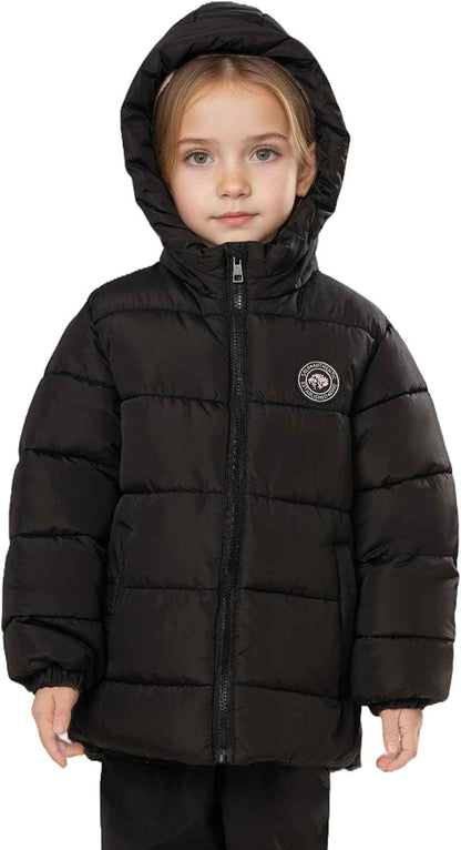 Sunny Sprout Winter Jacket with Hood for Toddlers, Heavy-Lined Puffer Jacket for Girls with Windproof Sleeves