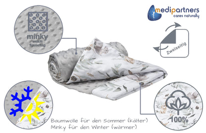 Medi Partners Babydecken Baby 100% Baumwolle Krabbeldecke Babydecke 75x100cm doppelseitig Kinderbett Minky Kuscheldecke Kinderwagen (REH mit grauem Minky)