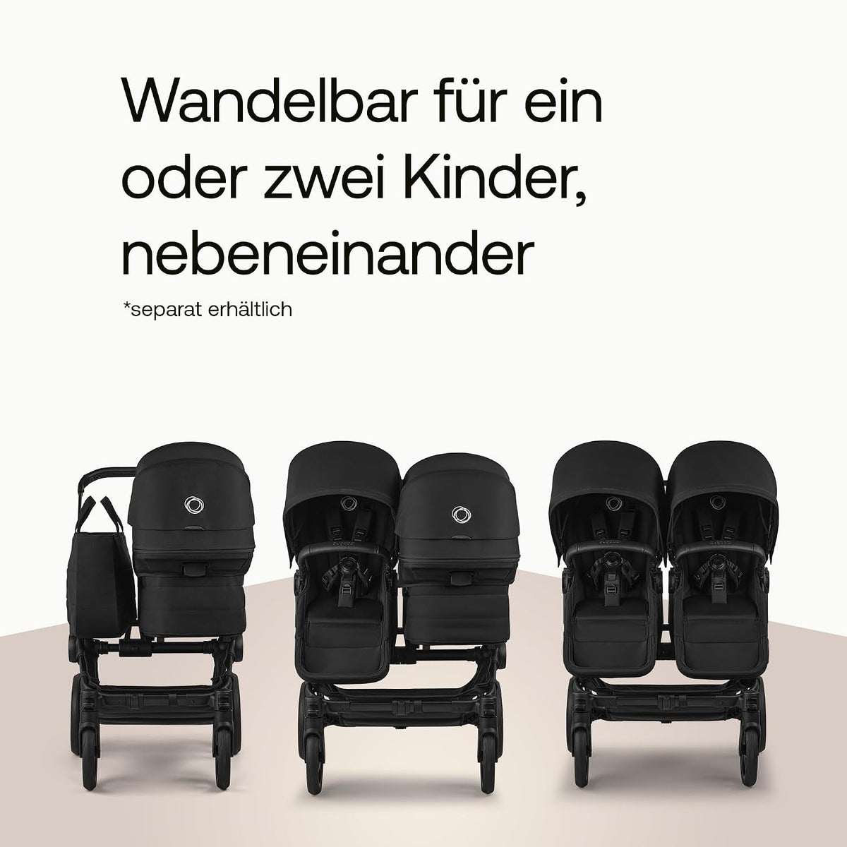 Bugaboo Donkey 6 Single, 2-in-1-Kinderwagen, für Neugeborene & Kleinkinder | umbaubar zum Doppel- und Zwillingskinderwagen, doppelter Stauraum und komfortable Einhand-Lenkung, Heritage Black Meloni2
