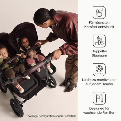 Bugaboo Donkey 6 Single, 2-in-1-Kinderwagen, für Neugeborene & Kleinkinder | umbaubar zum Doppel- und Zwillingskinderwagen, doppelter Stauraum und komfortable Einhand-Lenkung, Heritage Black Meloni2