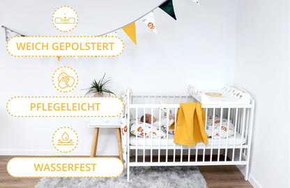 Wickelunterlage Wickelauflage Keil 70x47 cm - Wickeltischauflage für Babys abwaschbare und wasserdichte Wickelmulde ideal für Babybett und Wickeltisch Kaninchen Motiv