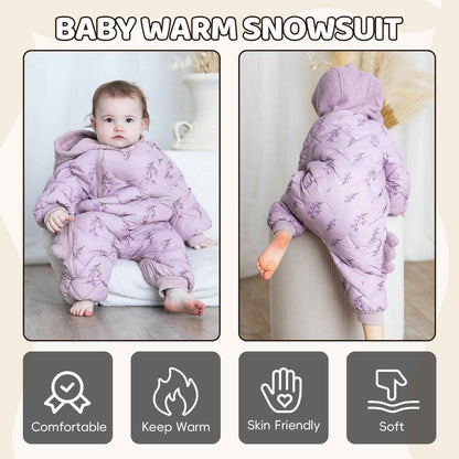 JiAmy Baby Snowsuit, Baby Boys Girls Winter Jumpsuit Romper Newborn Snow Overall for 6-24 Months