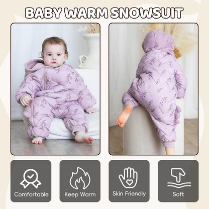 JiAmy Baby Snowsuit, Baby Boys Girls Winter Jumpsuit Romper Newborn Snow Overall for 6-24 Months