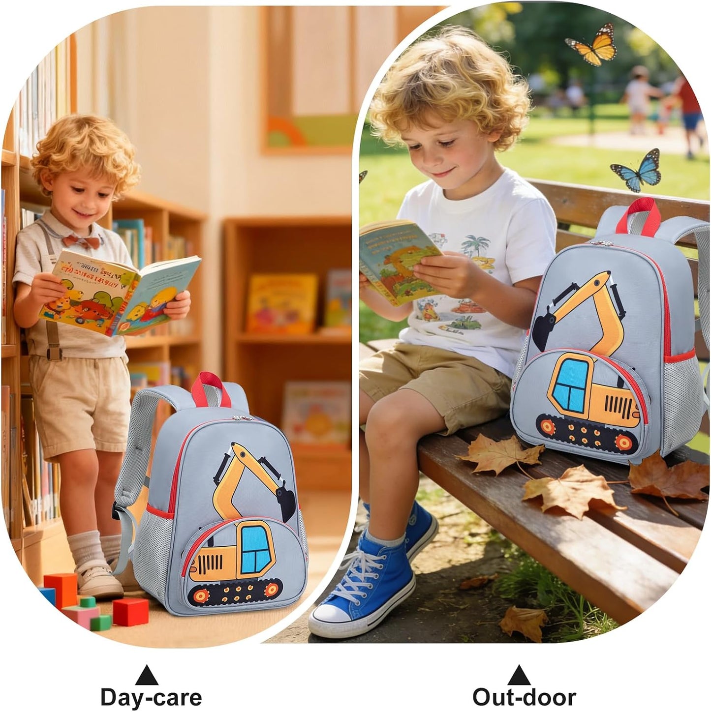 Kinderrucksack Jungen Kinder Rucksack Tagesrucksack Vorschulrucksack Kindergartentasche Schulrucksack für Schule Kita 38cm 3-8Y