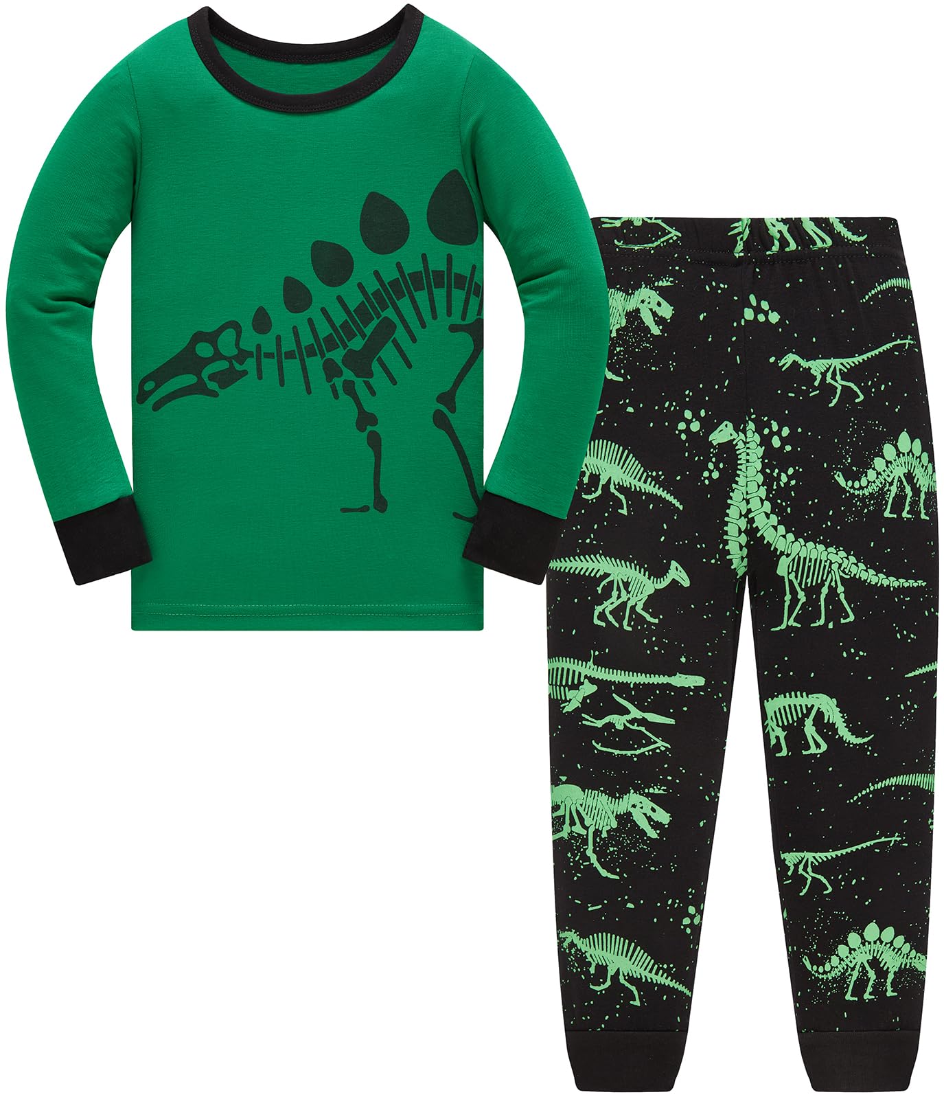 Jungen Pyjamas, Dinosaurier Langarm Zweiteiler Pyjama, Kinder Baumwolle Pyjama Set, Winter, Weihnachten Nachtwäsche, Größe 1–12 Jahre