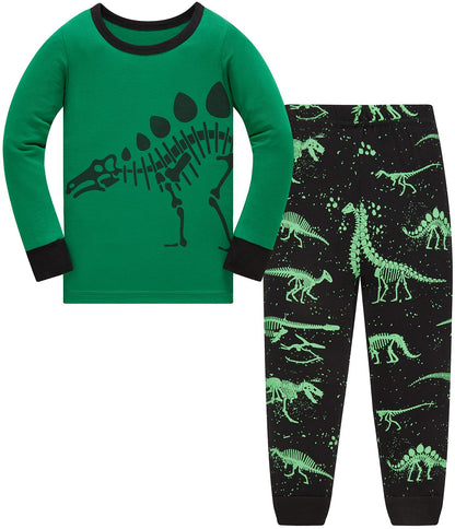 Jungen Pyjamas, Dinosaurier Langarm Zweiteiler Pyjama, Kinder Baumwolle Pyjama Set, Winter, Weihnachten Nachtwäsche, Größe 1–12 Jahre