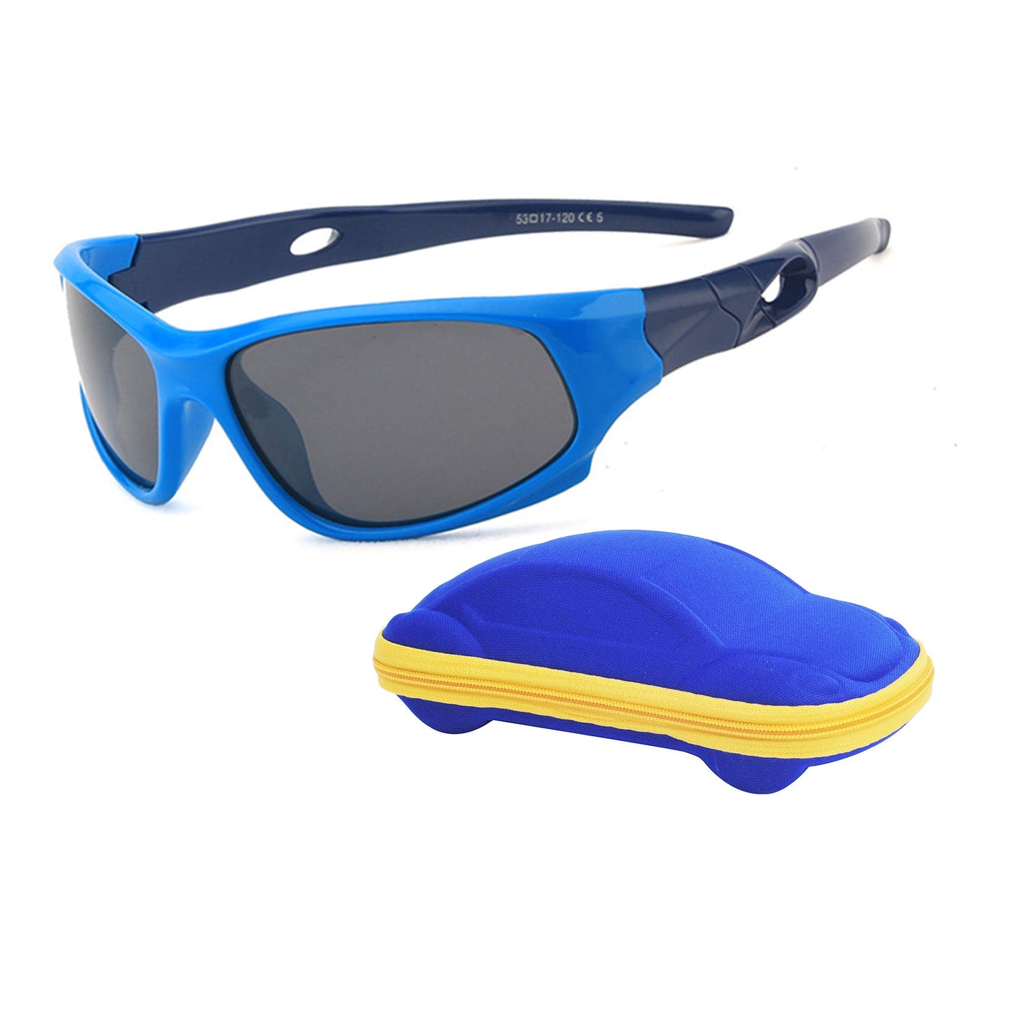 Sport-Sonnenbrille für Kinder, polarisiert, bruchsicher, für Jungen und Mädchen (3-12 Jahre) + Brillenbänder + Brillenetui