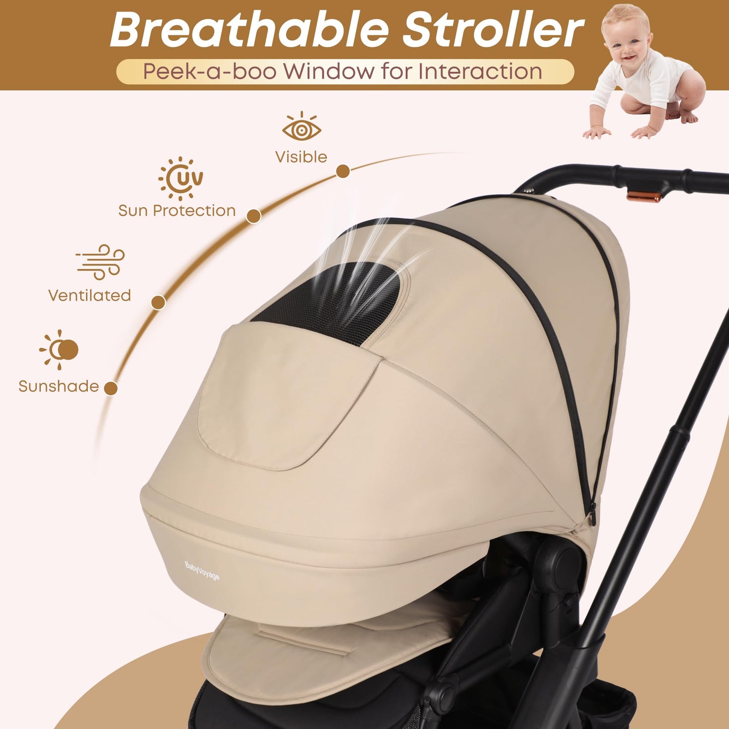 BabyVoyage Kombikinderwagen 2-in-1 ohne Babyschale – Babywanne & Sportsitz, Räder 360° Stoßdämpfer, Federung, höhenverstellbarer Griff, Faltbar, Zubehö-Grün