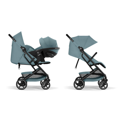 Cybex Gold Kinderwagen Beezy mit One-Pull Harness, Ab Geburt bis ca. 4 Jahre (max. 22 kg), Kompakt und ergonomisch, Magic Black (Schwarz mit schwarzem Rahmen)