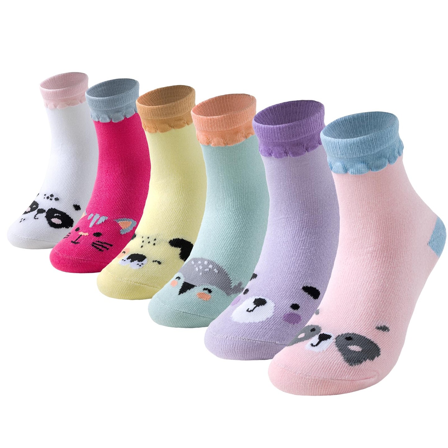 Cirorld Socken Kinder Mädchen Lustige Einhorn Meerjungfrau Tiergesicht Socken Süße Bunte Kindersocken Baumwolle Socken, 2-14 Jahre 6 Paare