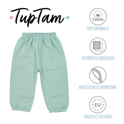 TupTam Baby Unisex Boys Muslin Trousers Girls Lightweight Summer Trousers Muslin Trousers Pump Trousers Pack of 3
