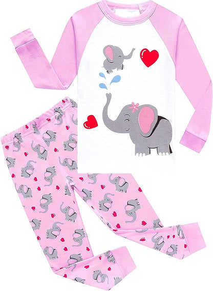 EULLA Kinder Schlafanzüge Mädchen Langarm Winter Pyjama Set Baumwolle Meerjungfrau Einhorn Prinzessin Katze Dino Zweiteilig Nachtwäsche 92 98 104 110 116 122