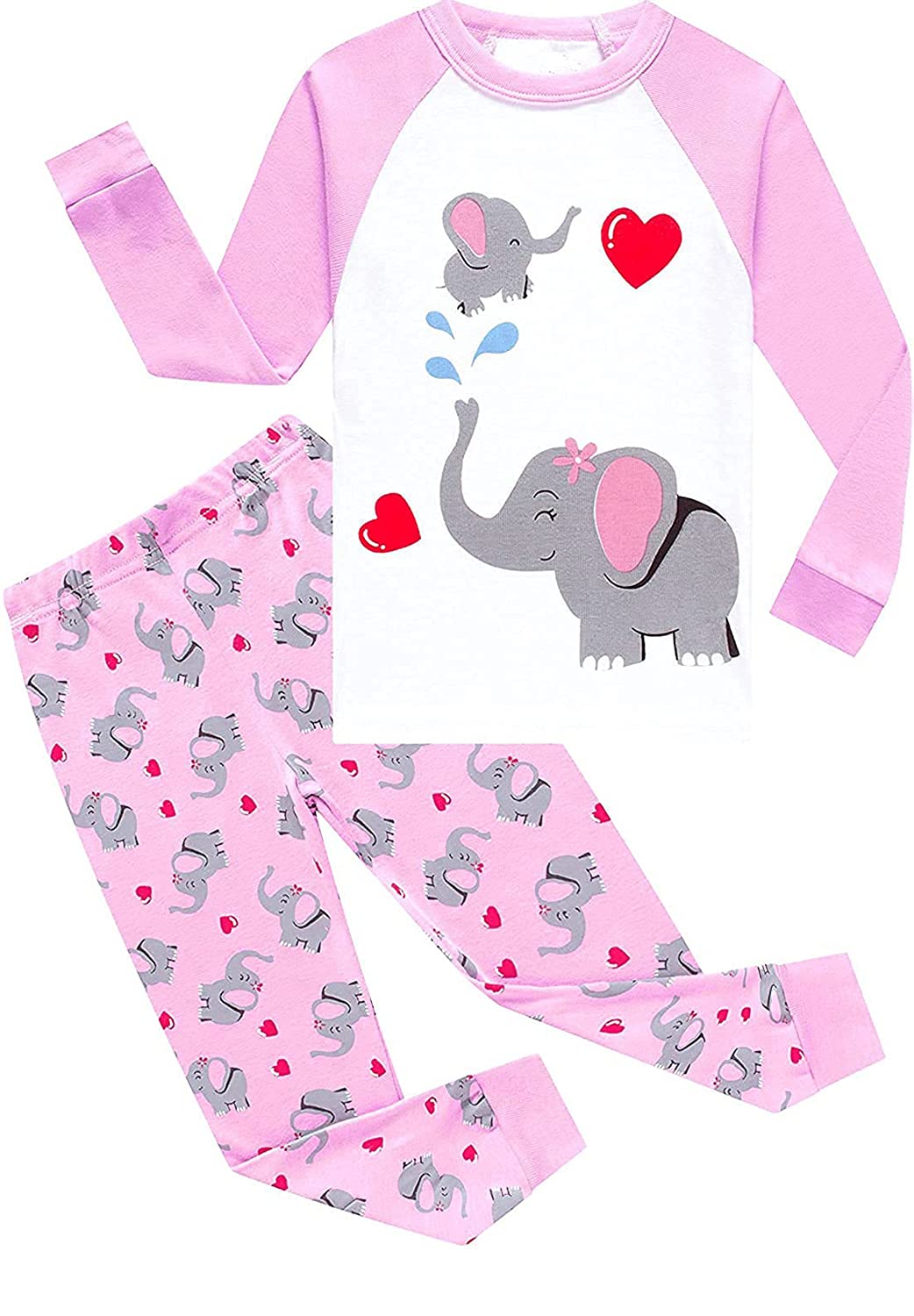 EULLA Children's Pyjamas Girls Long Sleeve Winter Pyjama Set Cotton Mermaid Unicorn Princess Cat Dino Two Piece Sleepwear 92 98 104 110 116 122