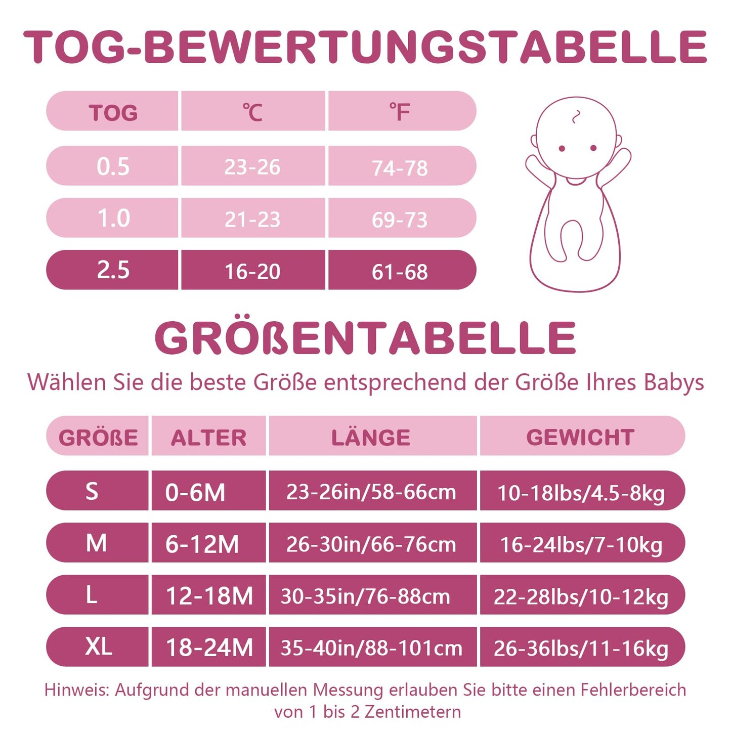 Mosebears Baby Sleeping Bag Winter 2.5 Tog, 100% Cotton Baby Winter Sleeping Bag for Babies 0-24 Months, M (6-12 Months)