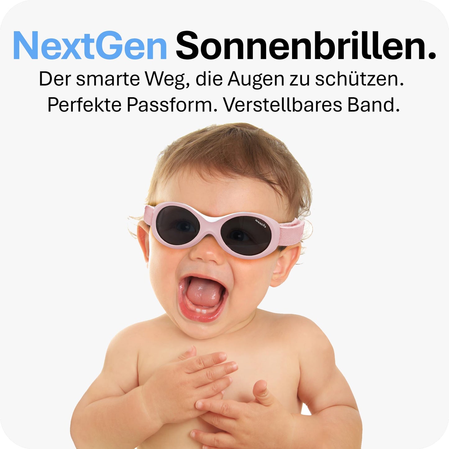 Mausito BABY Sonnenbrille 0-18 Monate Mädchen I VERGLEICHSSIEGER Sonnenbrille Baby 100% UV-Schutz I BIEGSAM & verstellbares Band I Schadstofffrei I Europäisches Design für Kinder gemacht