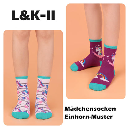 L&K-II 10er Kindersocken Mädchen Sneakersocken Baumwolle Mehrfarbig bunt Frühling Herbst 2823