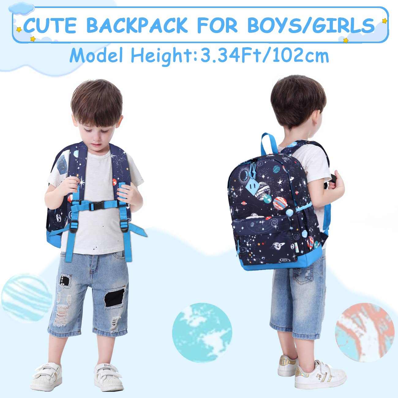 Rucksack für Mädchen, 4-6 Jahre, Schulrucksack mit Seitentaschen und Brustgurt, 127-Einhorn, one size, Niedlich