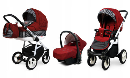 BabyLux® Kinderwagen Set 4 in 1 - Alu Way - incl. Babywanne, Buggy Sportsitz, Auto-Babyschale, ISOFIX-Basisstation - Autositz - Kinderwagenset - Kombikinderwagen mit Wickeltasche usw.