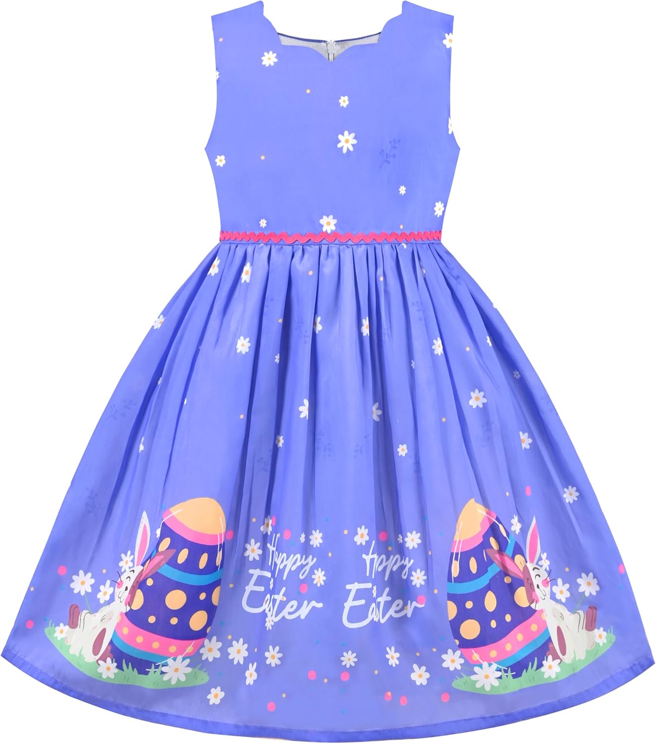 Sunny fashion girls' sleeveless polka dot dress rose garden green print size