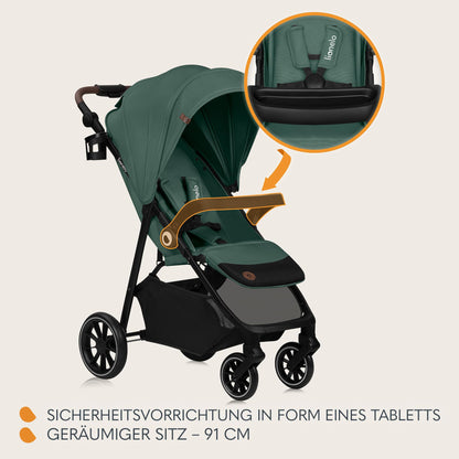 LIONELO Emma Plus Kinderwagen bis zu 15 kg, Kindersportwagen, leicht modern klein Buggy mit Liegeposition, zusammenklappbar, große Räder, großer Korb, Tasche Vivid Turkus