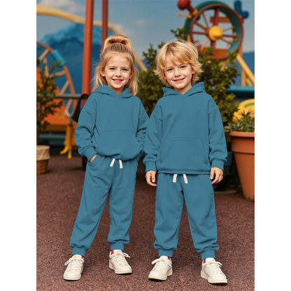 BOUTIKOME Baby Clothing Boys Girls Outfits Newborn Baby Clothing Hoodie and Trousers Two Piece Set with Hood Warm Soft Long Sleeve Shirt Plain Children's Hoodie 