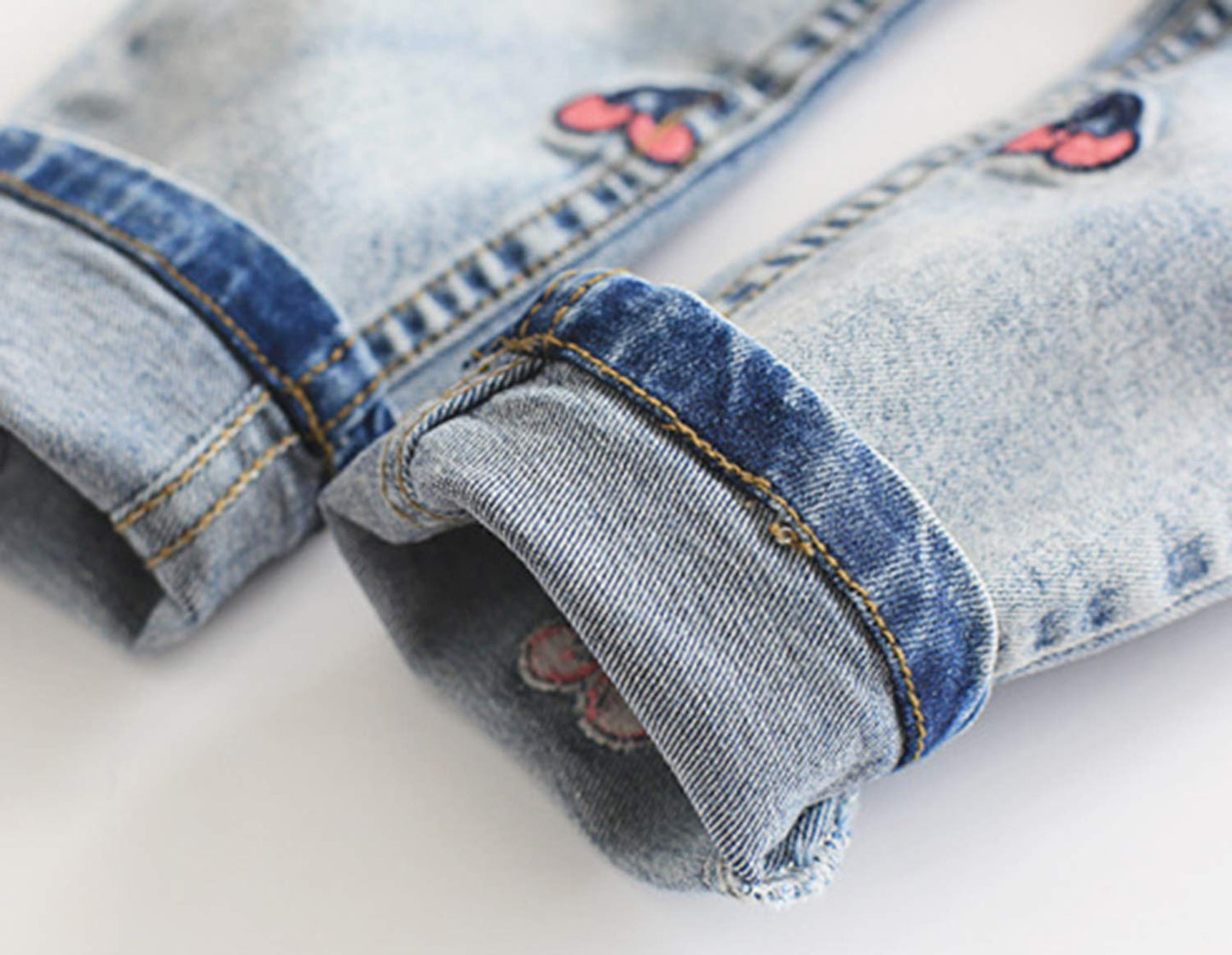 KIDSCOOL SPACE Girls Jeans Split Hem with RAL Edges Elastic Waist in High Elastic Wide Leg Denim Pants