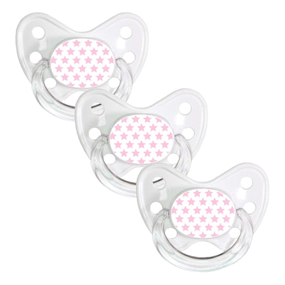 dentistar Silikon Schnuller 3er-Set - Größe 2, 6-14 Monate - Zahn- & kieferfreundlicher Nuckel mit Dental-Stufe – BPA-frei – Made in Germany - Regenbogen, Lila