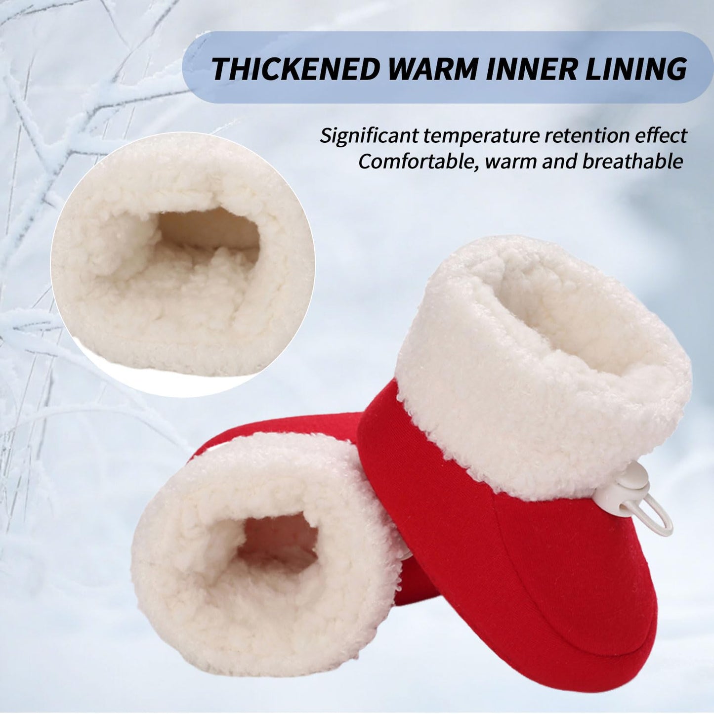 Baby Winter Shoes Warm Baby Shoes Winter Non-Slip Adjustable Newborn Snow Shoes First Walking Shoes Lined Thermal Fleece Crawling Shoes Slippers Winter Boots 0-18 Months